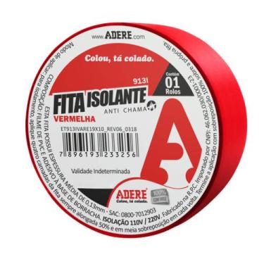 Imagem de FITA ISOLANTE VERMELHA 19mmX5m - ADERE