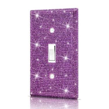 Imagem de Dengduoduo Placas de parede Capa decorativa para interruptores de luz, cobertura de placa de parede com strass prata brilhante, placa de parede única para cozinha, quarto, sala de estar, decoração de