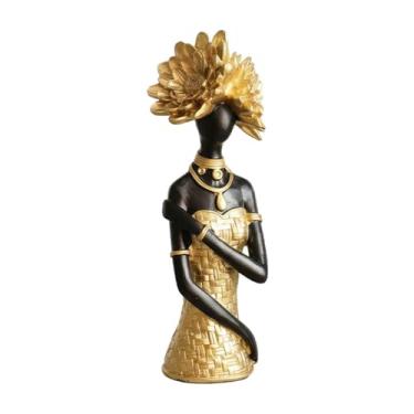 Imagem de Wswqop Estátua ornamental de africana em resina, escultura para sala de estar, lareira, corredor, Comprimento 8 Cm