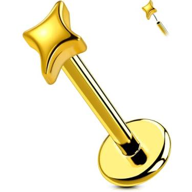 Imagem de OUFER Brincos de labret sem rosca de titânio G23 – Brincos de pino de pressão para Tragus, Helix, Monroe, Conch, Piercing labial – 16G/18G, 6 mm/8 mm, 20g 6mm, Titânio Metal, Zircônia cúbica