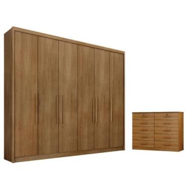 Imagem de Guarda Roupa Casal Bolonha e Gaveteiro Milão com Chave Cumaru 23 - Nov