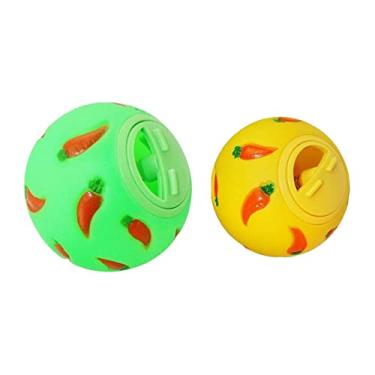 Imagem de Gralara 2x Bola Alimentadora Lenta para Petiscos, Brinquedo para Lanches, a Mordidas, Brinquedo de Enriquecimento Ambiental, Dispensador de Petisco, Amarelo verde