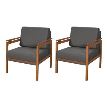 Imagem de 2 Poltronas Montreal Estofada em Linho Premium Sala Recepção