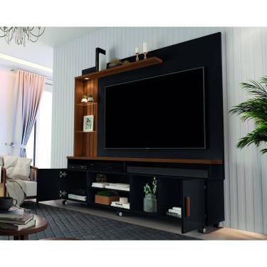 Imagem de Estante Home Ocean c Led p/ TV 65" 3 Prateleiras c/ Rodízios
