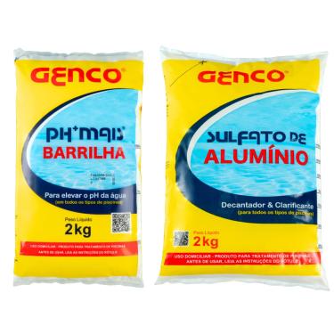 Imagem de Kit Genco PH Mais Barrilha + Sulfato Alumínio 2kg Para Piscina