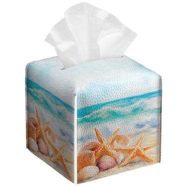 Imagem de Pacote com 2 capas de caixa de lenços de papel facial à prova d'água para banheiro, cozinha, casa, escritório, carro