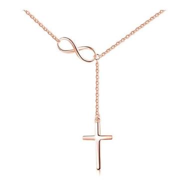 Imagem de XULAVA Colar de cruz infinita de ouro para mulheres, joias cristãs que não mancham, pingente banhado a ouro 14k, presentes religiosos inspiradores para ela, acessório moderno, Latão, Sem Pedra