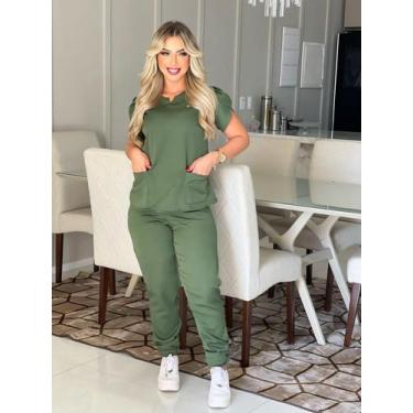 Imagem de Conjunto Scrub Pijama Hospitalar em Alfaiataria feminino calça + blusa