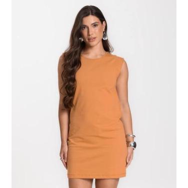 Imagem de Vestido Liso Feminino Select Marrom, G, Marrom