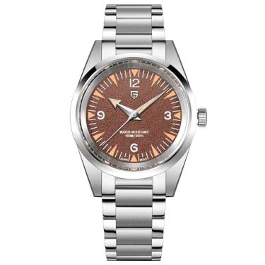 Imagem de Orizontime Pagani Design Relógio de pulso analógico minimalista de quartzo para homens, mostrador de 38 mm, aço inoxidável, movimento VH31, fecho dobrável seguro, Marrom, Minimalista