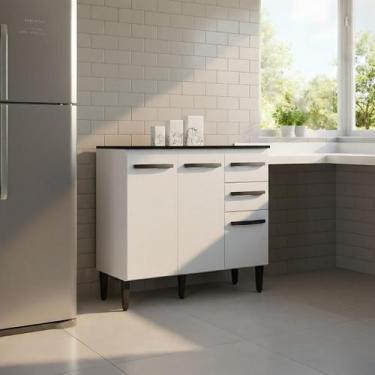 Imagem de Balcão 3 Portas E 2 Gavetas Cozinha Armário Compacto 90cm - Mobigu, Br