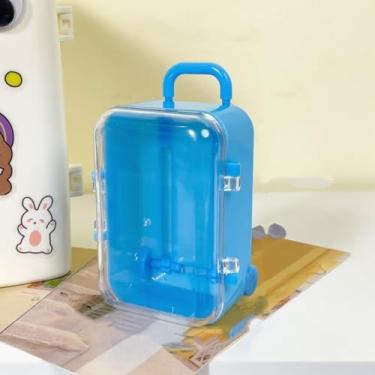 Imagem de Mini caixa de viagem azul de plástico para mulheres e homens, pequena, caixa de armazenamento de bagagem, acessórios de decoração