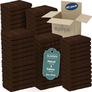 Imagem de Pacote com 60 toalhas de mão pretas, toalhas de salão econômicas, toalhas faciais de mistura de algodão de 38 x 63 cm, toalhas de mão básicas a granel, toalhas de ginástica para treino e uso doméstico