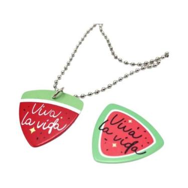 Imagem de Colar Com Pingente De Palheta De Guitarra Em Forma De Melancia Brilhan