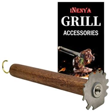 Imagem de Escova e raspador de grelha para churrasco – Limpador de churrasco de aço inoxidável seguro sem cerdas com esfregão resistente, acessórios para churrasqueira, esfregadores de lã de aço