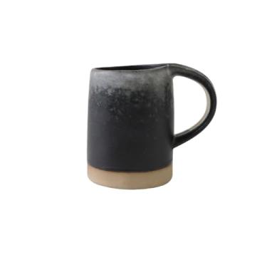 Imagem de Copo de cerâmica moderno retro elevado caneca preta e branca café com leite 400 ml Drinkware (preto)