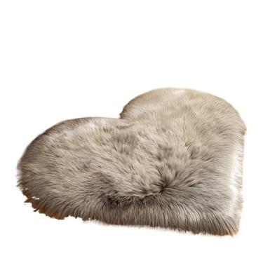 Imagem de 1 tapete de pelúcia em forma de coração para sala de estar, quarto, decoração de casa, dia dos namorados, 50 cm x 60 cm (cinza)