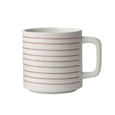 Imagem de Caneca moderna de linha geométrica simples xícara de café xícara de cerâmica para chá, cacau, leite, café, em casa e escritório, utensílios para bebidas (vermelho)