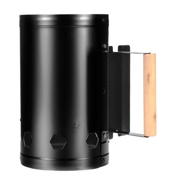 Imagem de Aoresac Acionador de Partida de chaminé Aço Inoxidável, Lata Fogo Rápido Com Cabo Madeira Natural, para Churrasco a Carvão Briquete, Cozinhar Ao Ar Livre e Churrasco No (Preta)