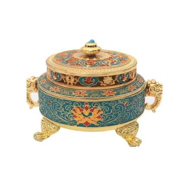 Imagem de Queimador de incenso decorativo de liga grande decorativo decorativo para escritório, ioga e apanhador de cinzas em casa (azul)