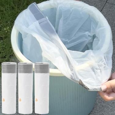 Imagem de 6 rolos de sacos de lixo engrossados domésticos sacos de lixo com cordão de grande capacidade, carga pesada, ecológico, 45 * 45 cm, 15 peças/rolo