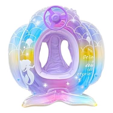 Imagem de Boia Infantil Piscina Inflável Praia Bebê Com Volante E Buzina Bote Para Crianças (Sereia)