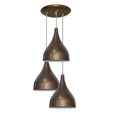 Imagem de Lustre Luminária Pendente Modelo Funil - Gota - Triplo - Ideal para mesa de Jantar (Ouro Velho)