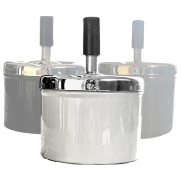 Imagem de Cinzeiro Com Tampa Giratória Metal Anticheiro Reservatorio(Branco)