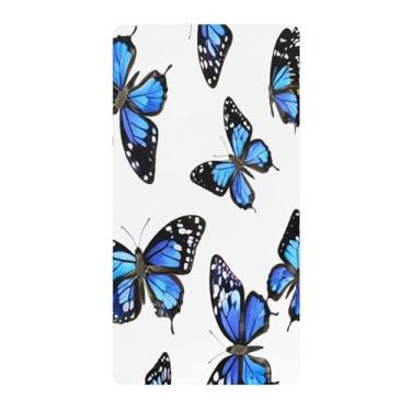 Imagem de Blueangle Lençol de berço padrão para berço infantil - Lençóis de algodão macio e respirável com borboletas azuis (747)