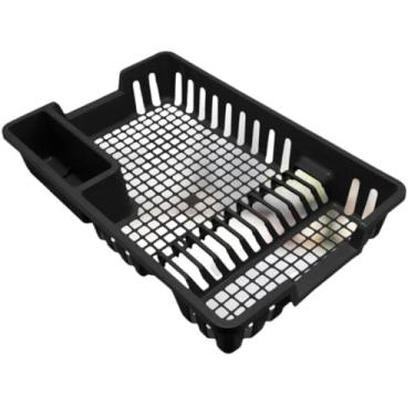Imagem de Escorredor de Louças 12 Pratos Cozinha Plástico Preto Escorredor Louça Copos Talheres(PRETO)