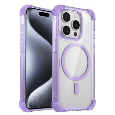 Imagem de Capa transparente de luxo com carregamento sem fio para iPhone 17, 16, 14, 13, 12, 15 Pro Max, capa rígida magnética transparente (para iPhone 14 Plus/roxa)