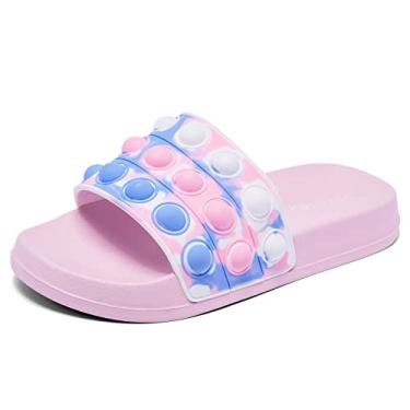 Imagem de Engtoy Sandálias infantis unissex para crianças, meninos, meninas, leves, antiderrapantes, bico aberto, confortável, chuveiro, praia, sandálias deslizantes engraçadas, Rosa-azul marinho, 13 Little Kid
