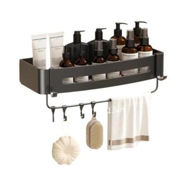 Imagem de Organizador De Prateleira De Banheiro Montado Na Parede Sem Furos, Sup