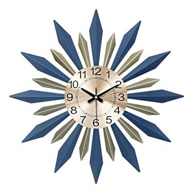 Imagem de Relógio de parede com moldura de metal - Relógio de parede de arte grande de metal de meados do século decoração de parede grande decoração de explosão estelar para casa cozinha escritório 5252 cm