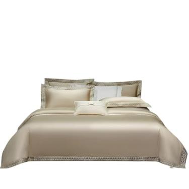 Imagem de THJKUPO Jogo de cama de quatro peças de algodão de fibra longa capa de edredom têxtil doméstico (200 * 230 cm)