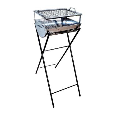 Imagem de Churrasqueira Master Aço Inox Grelha E Suporte 92X36X30Cm