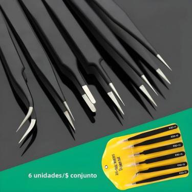 Imagem de Conjunto De Pinças Curvas E Retas Em Aço Inoxidável Preto Para Ferrame