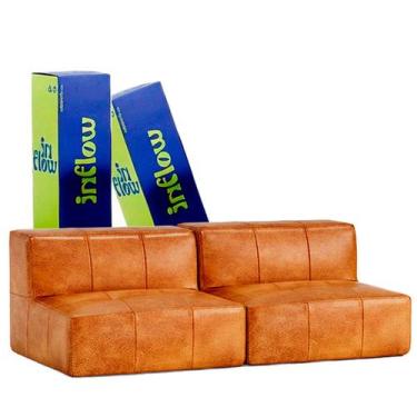 Imagem de Sofá Modular Poli-Couro Marrom - 2 Lugares - Inflow Sofá