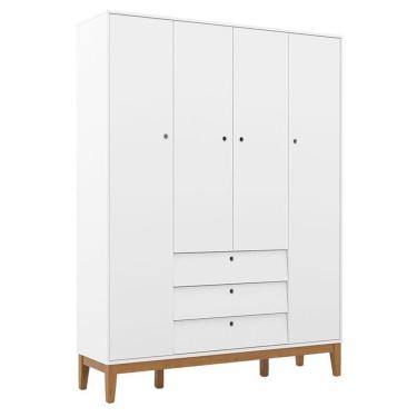 Imagem de Guarda Roupa Infantil 4 Portas Unique Branco Soft Eco Wood - Matic