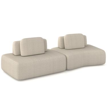 Imagem de Sofá Ilha Modular Para Sala Living Orgânico 315cm Angra K01 Bouclê Bege - Lyam Decor