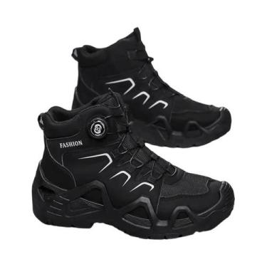 Imagem de Botas De Couro Cano Alto Com Fivela Rotativa, Estilo Militar, Tendênci