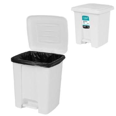 Imagem de Lixeira pedal 15 litros grande cesto lixo coleta seletiva reforcada pl