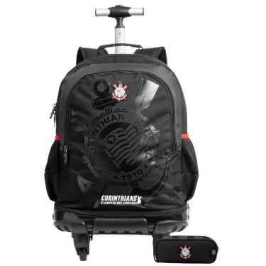 Imagem de Kit Corinthians Mochila De Rodas + Estojo Duplo