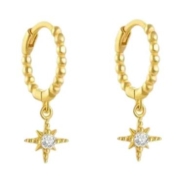 Imagem de Brincos De Argola Femininos Em Aço Inoxidável Com Zircônia Cúbica E Pi