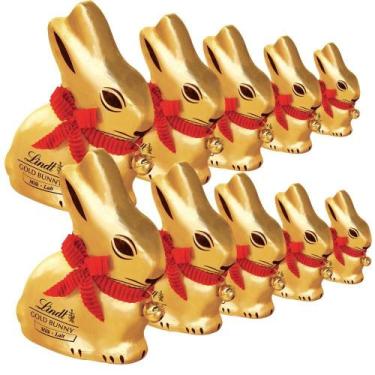 Imagem de Lindt Gold Bunny, 10 Coelhos De Chocolate, Páscoa, 50G