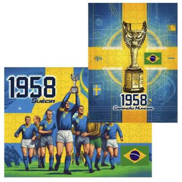 Imagem de Kit 2 Quebra-Cabeças 60 Peças Copa 1958 - Brasil Campeão - Coleção Tea