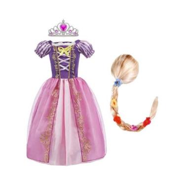 Imagem de Fantasia De Princesa Rapunzel Para Meninas Com Peruca Para Festa De Ve