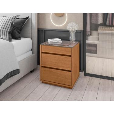 Imagem de Mesa de Cabeceira Criado para quarto Cama com 3 gavetas onde uma possu