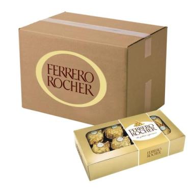 Imagem de Chocolate Bombom Ferrero Rocher 10 Caixas de 8 Unidades