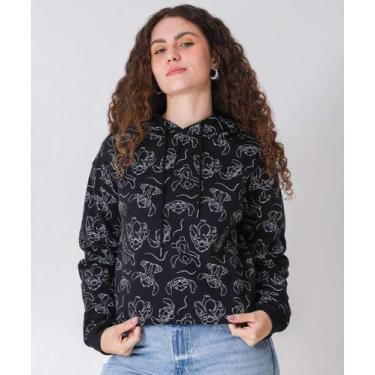 Imagem de Blusão Feminino Moletom Flanelado Stitch Preto-49065 - Disney, Preto, 